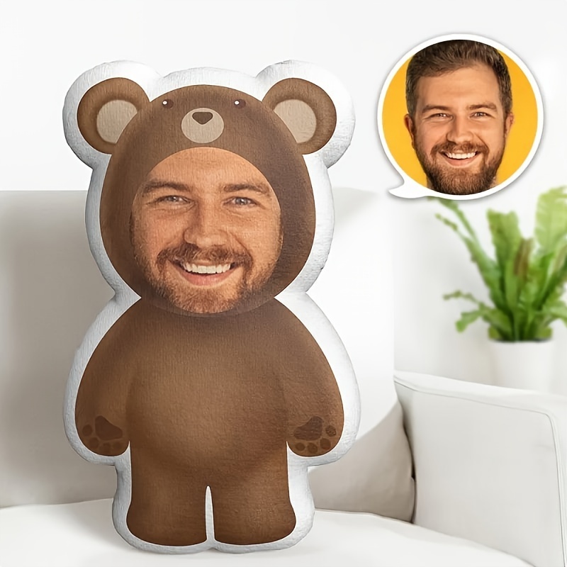 

Personalized Bear-shaped Photo Pillow - Soft Plush Cushion With Custom , Home , Washable
