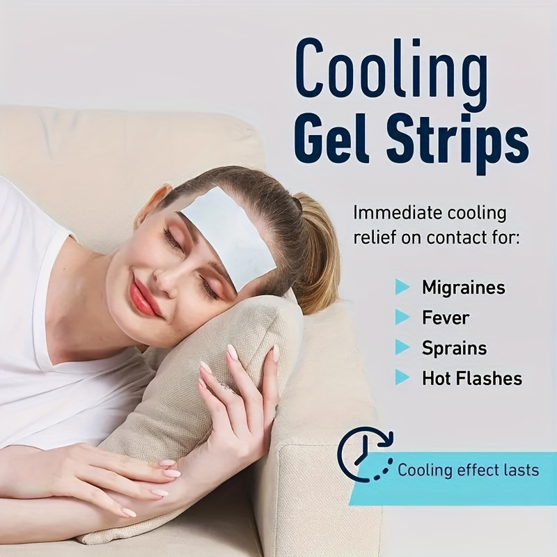 20 10 5pcs multipurpose cooling gel pads odorless fever reducing strips natural soft cooling gel patch for fever fatigue physical cool down individually wrapped for summer outdoor travel use disposable details 1