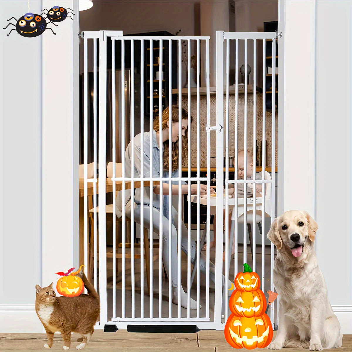 

71 Inch Extra Tall Pet Gate Baby Gate, 29.13"-45.62" Extra Wide Pressure Mounted Swing Safety Cat Gates For Stairs, , Kitchen, As Halloween, Christmas Gift