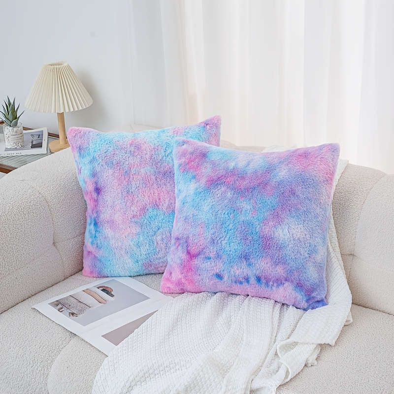 Image of 2pcs, Rabbit Covers, Tie-dye Iridescent Series Cushion Cases, 18 X 18 Inches, Perfect For Holiday And Ambiance, Bedroom Decor, Living Room Decor, Sofa Decor ( Not Included)