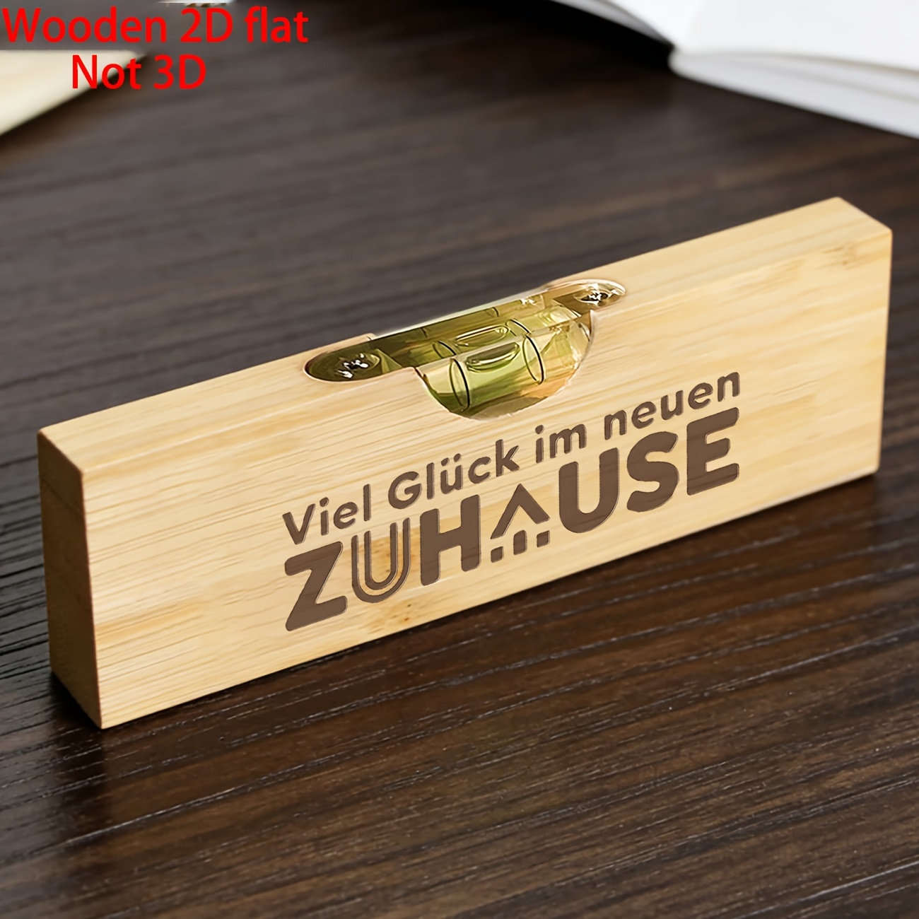 TEMU 2D-Flach, . Deutscher „Viel Glück in neuen Zuhause“ Holz-Flaschenöffner in Wasserwaage-Form, Bierflaschenöffner, Einweihungsgeschenk, Geschenk