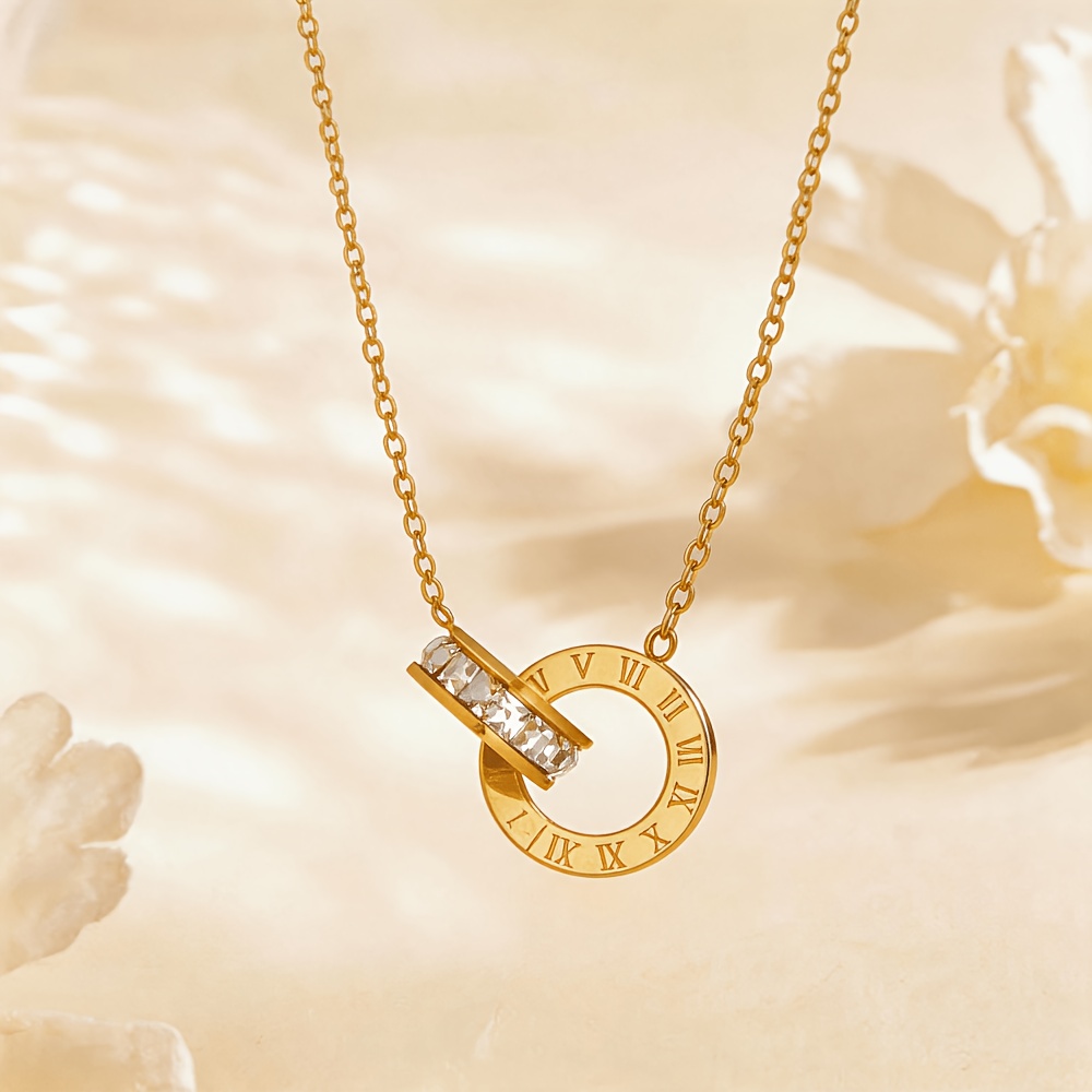 Women's Dual Interwoven Circular Necklace in Hypoallergenic Stainless Steel