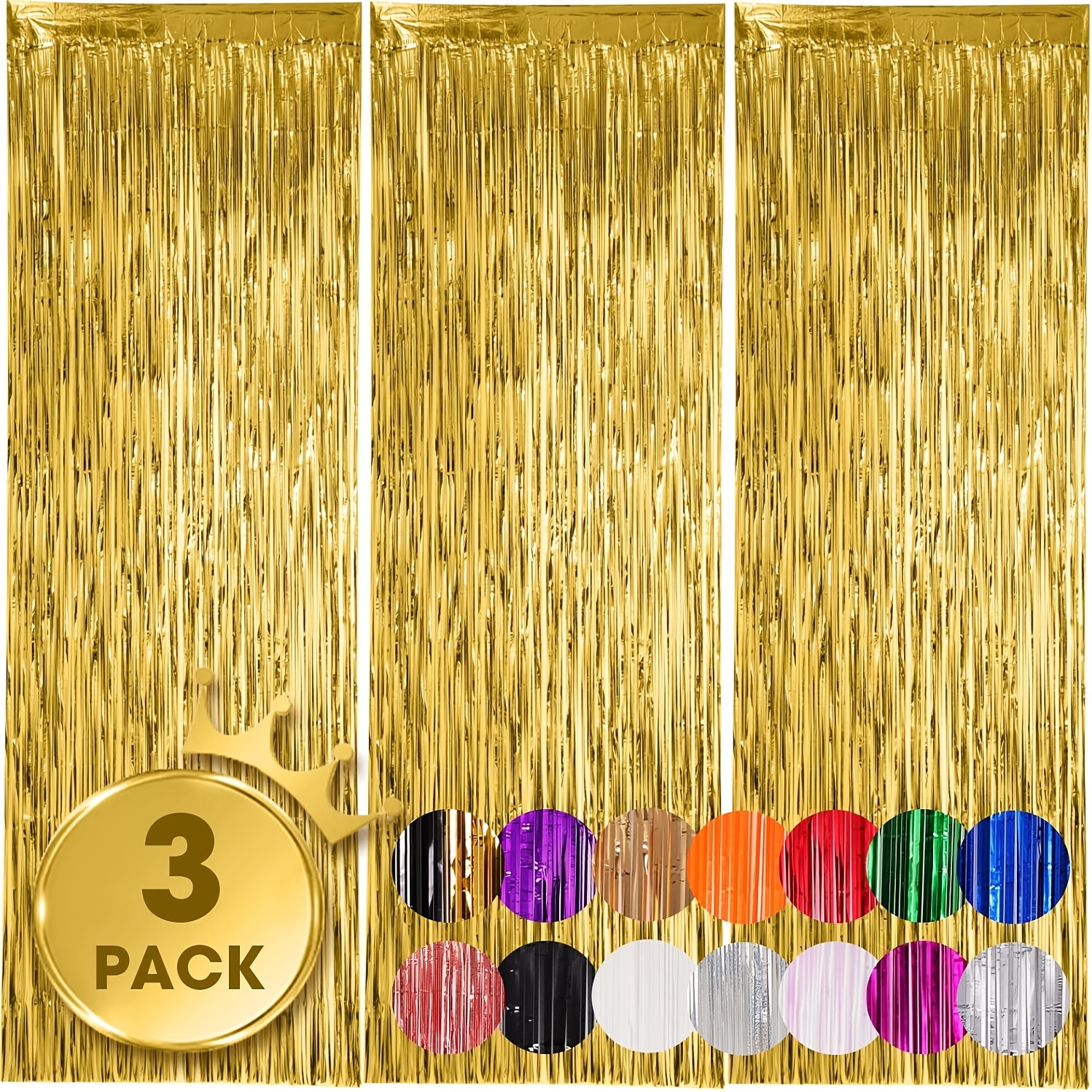 TEMU Lot de 3 bannières de décoration d'anniversaire, fonds à franges en feuille pour décorations de fête, serpillères métalliques pour anniversaire,