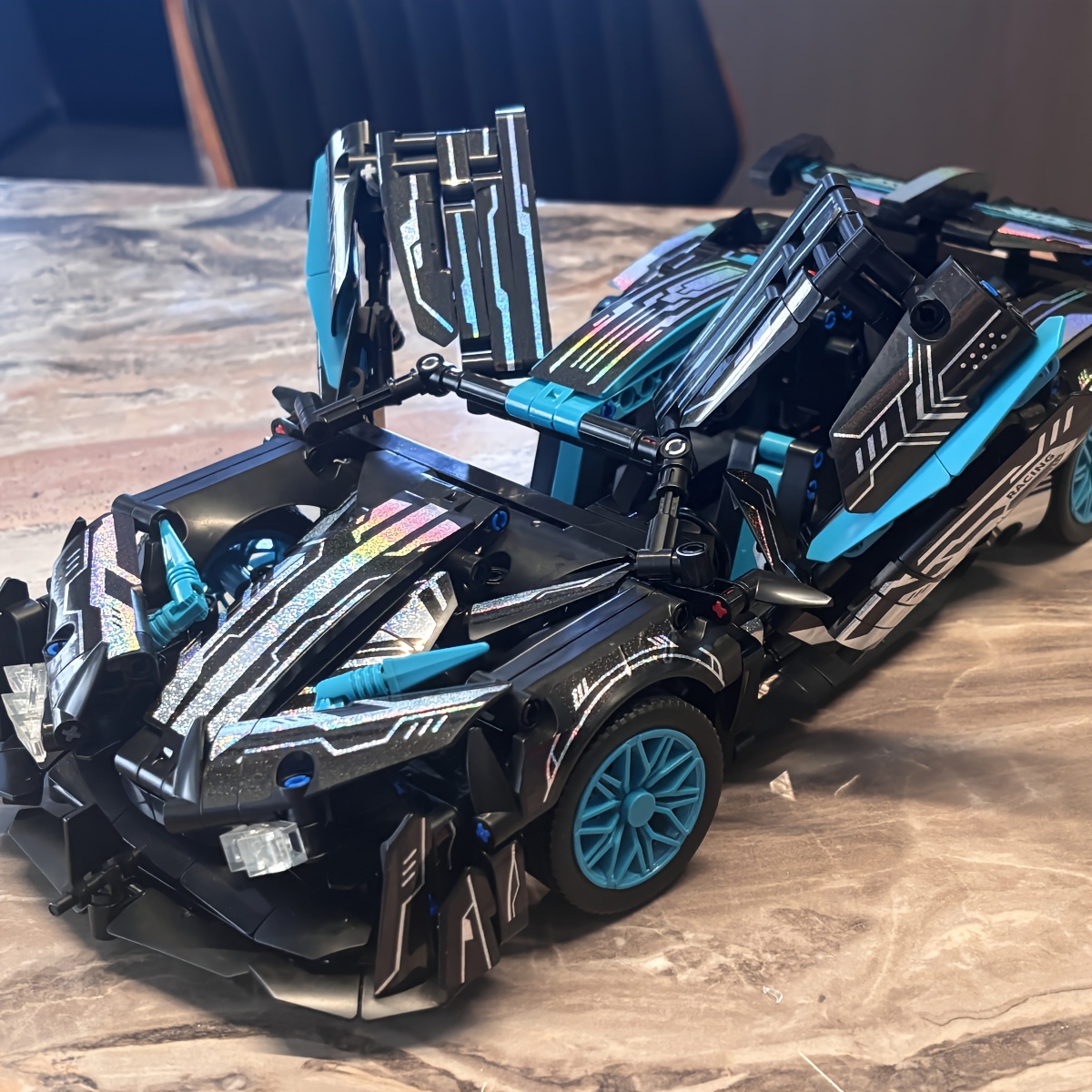 Stunning Black Sports Car Model Building Block Ornament