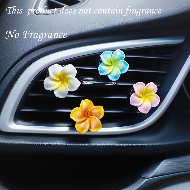 4pcs Three-dimensional Five-petal Flower Car Air Vent Clips, Cute Decorative Clips For Women, Car Ornaments, Car Additions, Fragrance-free, Without Battery