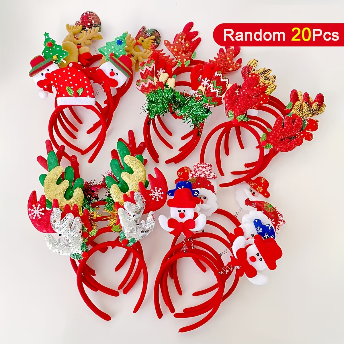 20pcs Colorful Cute Christmas Hair Bands, Mixed Styles Random Hair Additions