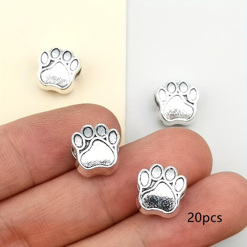 7x11mm Small Animal Paw Print Charm Beads, Dog Paw Print Spacer Beads For Diy Bracelet Necklace Accessories, Bag Keychain Charms, Handmade Craft Supplies 5/10/20pcs