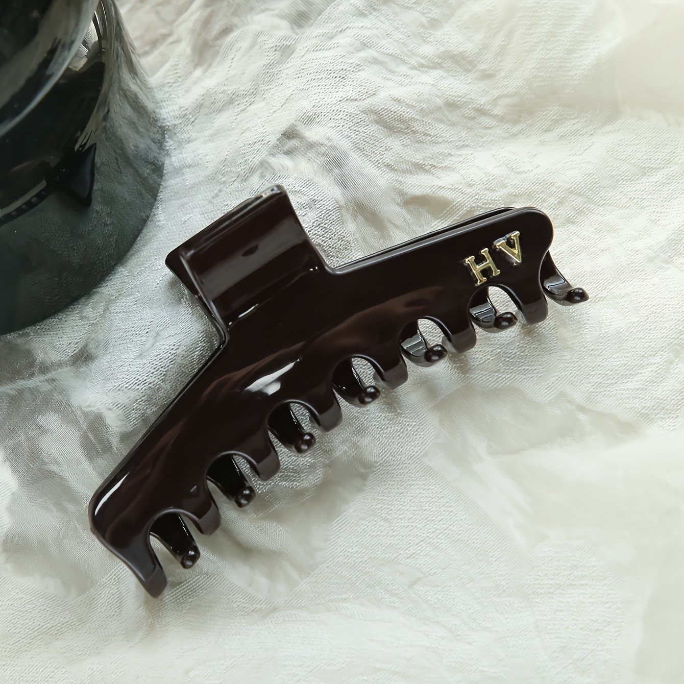 TEMU [customized] 1pc Personalized Initials French Hair Clip For Women Customized Square Shape With Straight Bar Design Durable Styling Jaw Claw Clip
