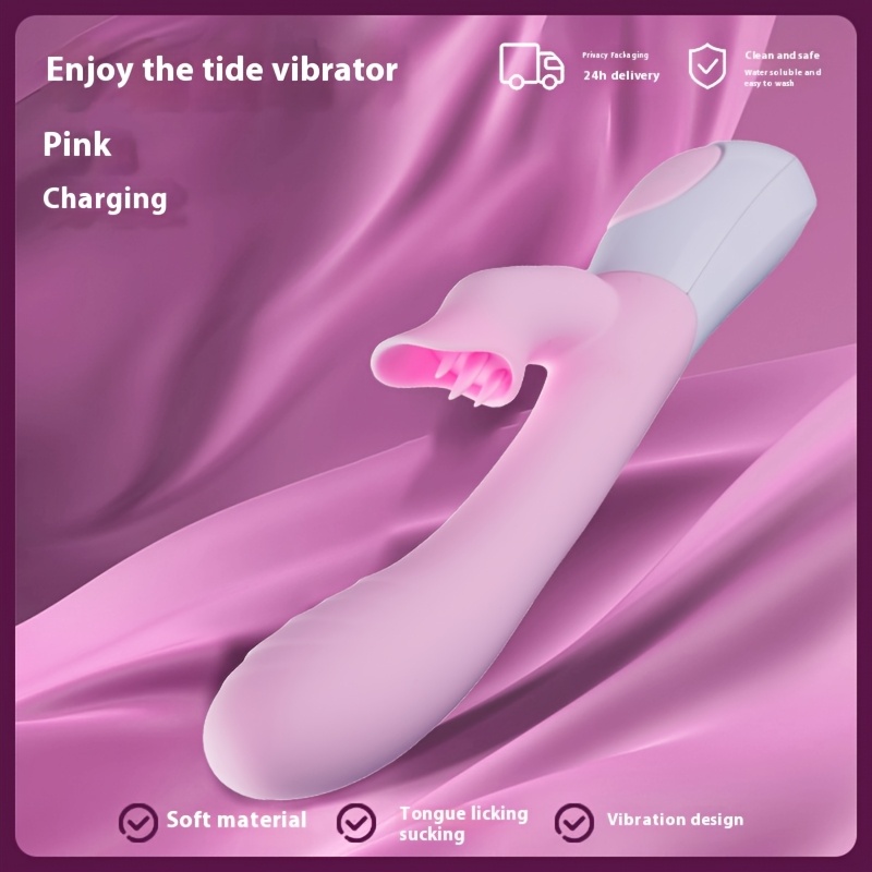 AV Rechargeable Tide Vibrator with Licking Tongue Design, Soft Material, 360mAh Lithium Battery, USB Powered, 3-in-1 Female Masturbator for Men and Couples