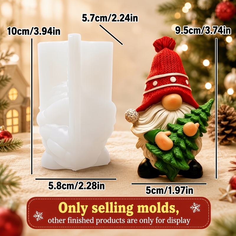 TEMU Supwanpeng Silicone Mold Suitable For Christmas - Hand-holding Tree & Blindfolded Santa/dwarf Candles, Resin/cement Crafts, Ornament Molds, Easy