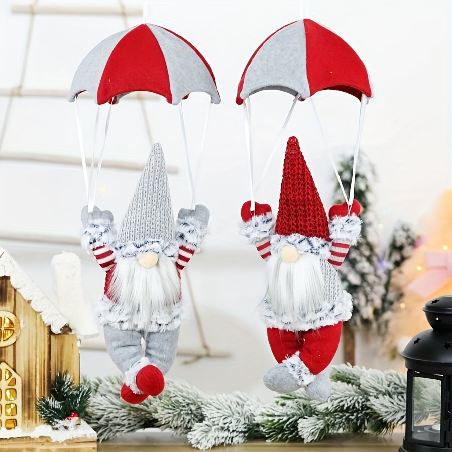 

Festive Christmas Gnome Parachute Decor - 45cm X 18cm - , Fabric, Hanging, No Electricity Required