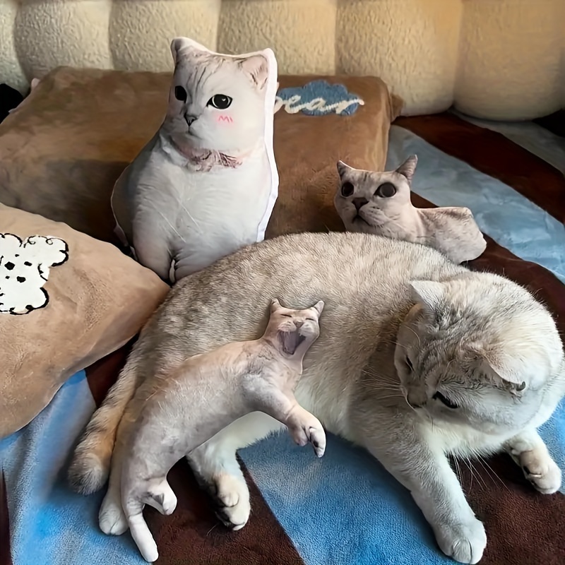 Almohada personalizada con forma de gato en 3D, realista, cojín  personalizado para mascotas, impresión divertido regalo para