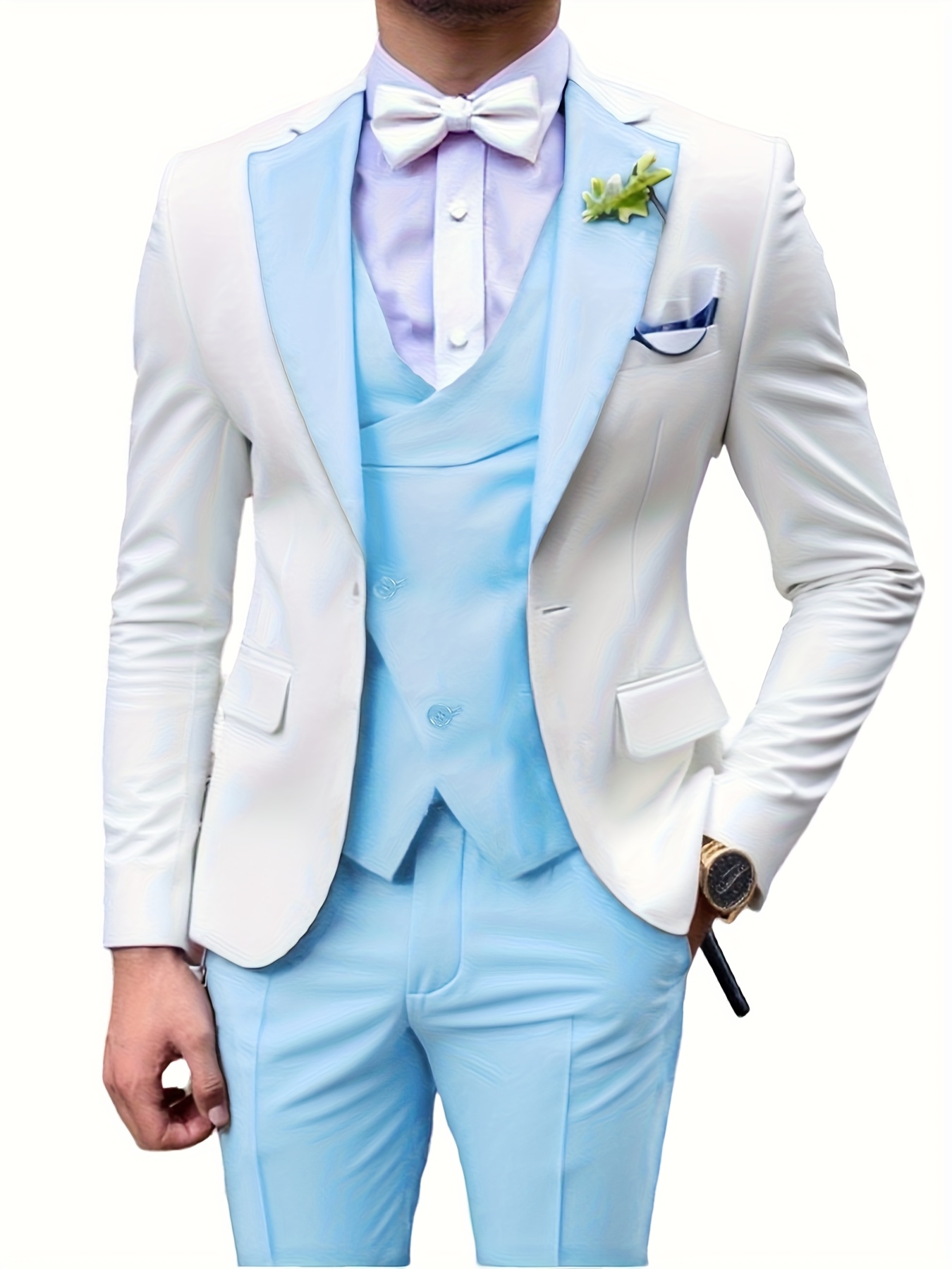 Conjunto de Fato Masculino 3pcs – Casaco, Colete e Calças para Festa, Baile, Casamento 2