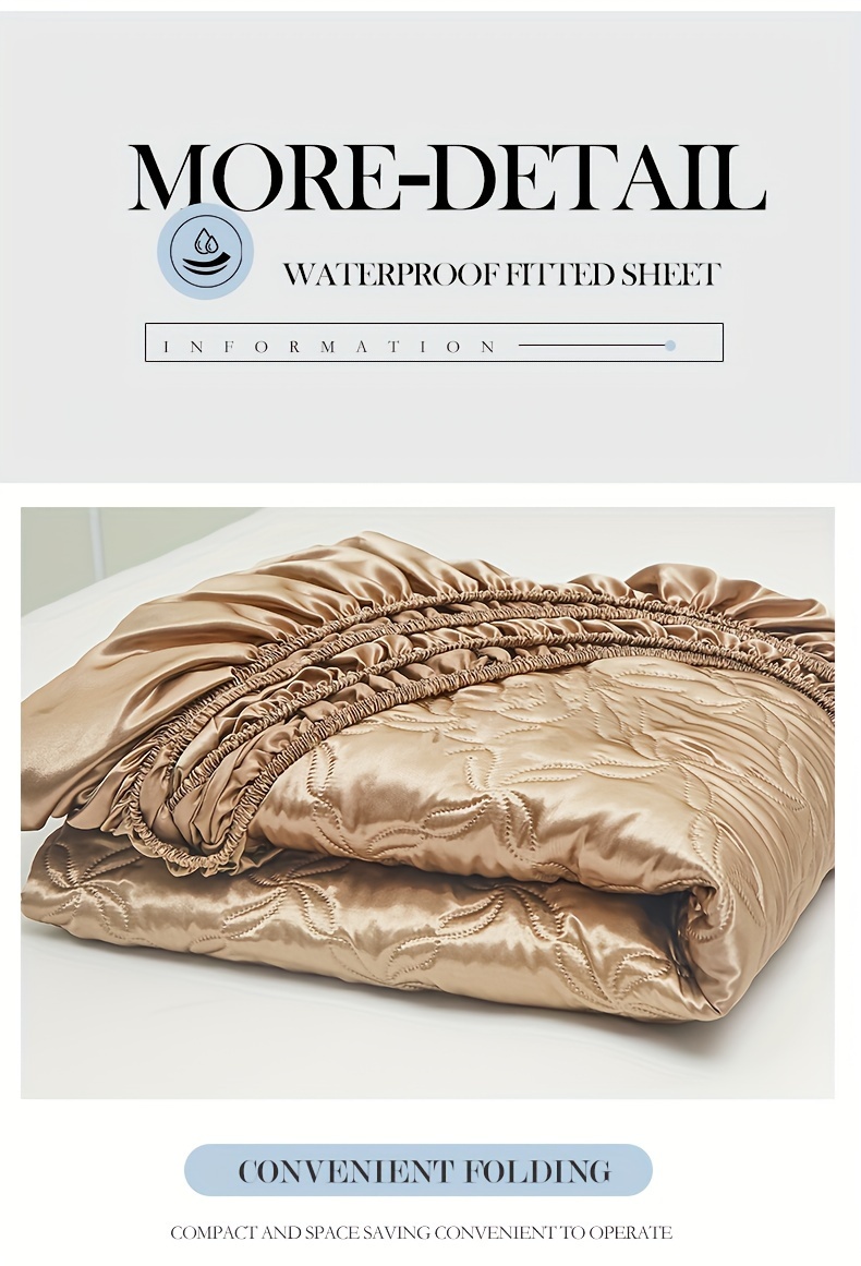 1pc   summer waterproof fitted sheet thickened tpu   comfortable machine washable   polyester   ultrasonic embossed 90g fabric weight suitable for bedroom   hotel mattress protector cover details 18