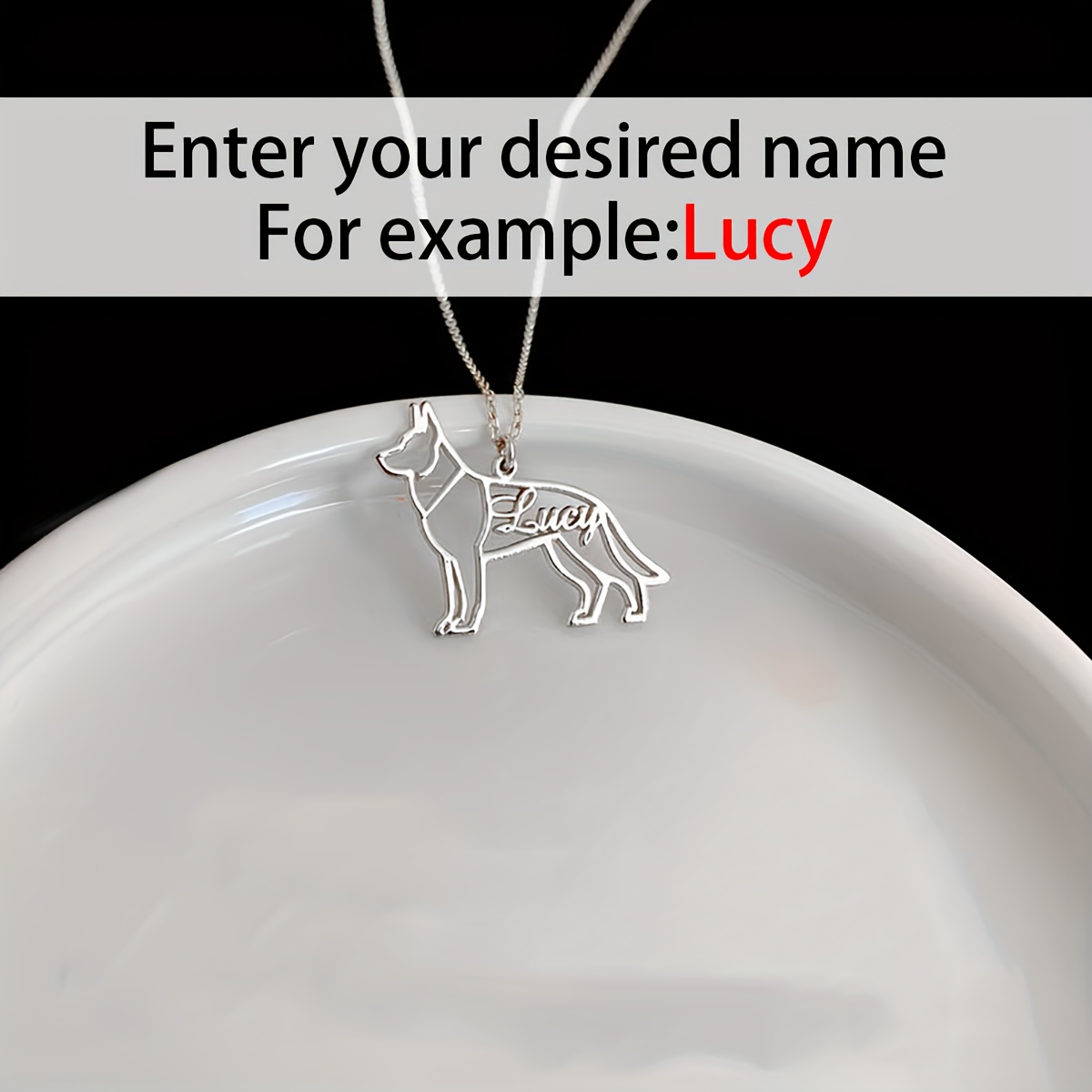 TEMU Exquisite Dog Necklace - German Shepherd Necklace - 304l Stainless Steel - Personalized Shepherd Name Necklace - Gift For Pet Lovers