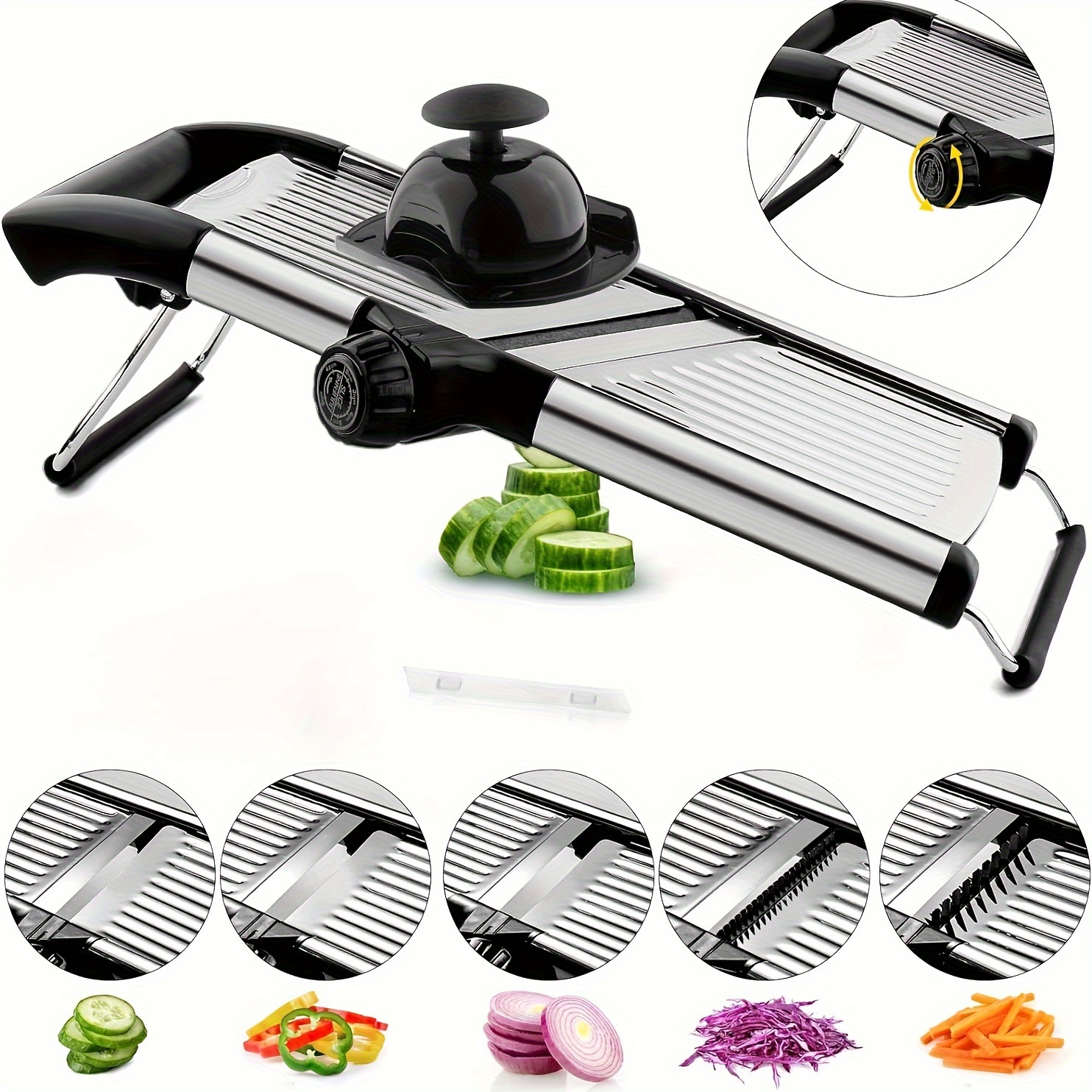 

Adjustable Mandoline Slicer - Stainless Steel Kitchen Gadget For Effortless Slicing And Shredding