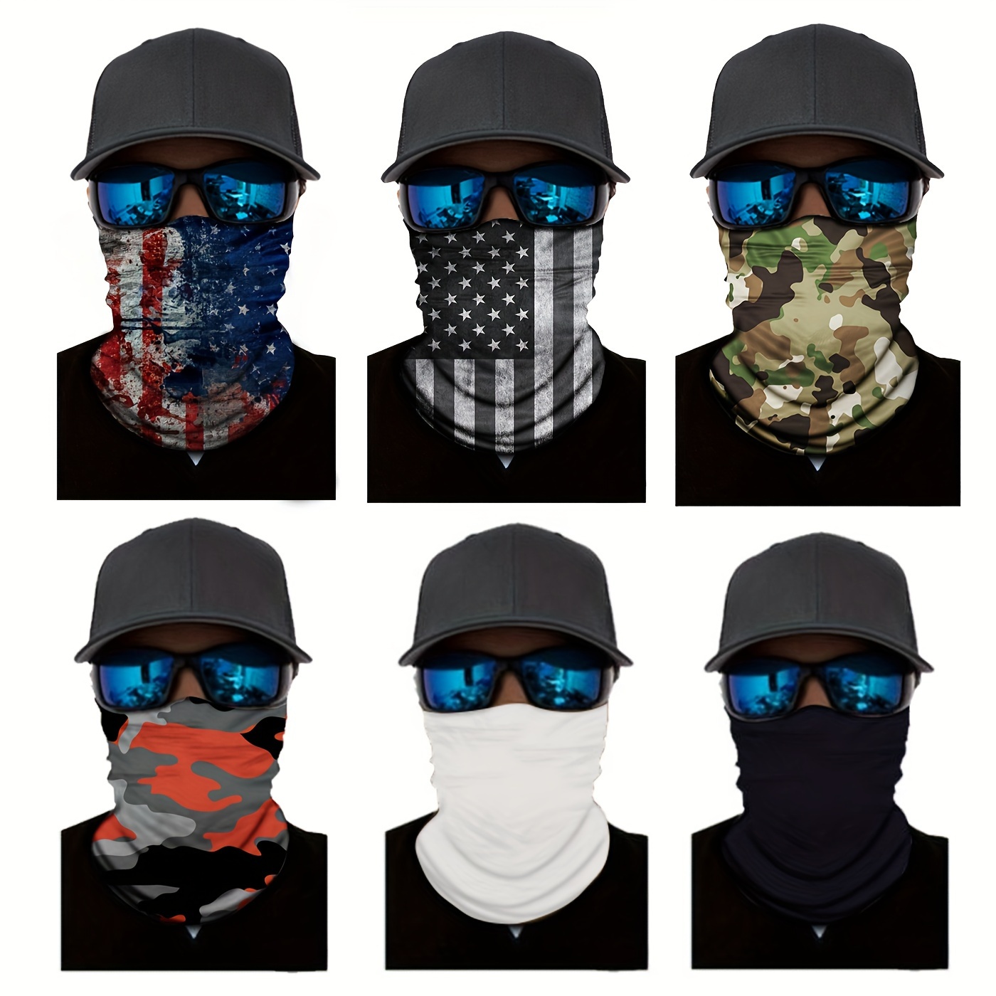 

6pcs Outdoor Cycling Bandana Sand Mask Mask Neck Gaiter Windproof Sand Ski Equipment Travel Sunscreen Face Scarf For Men And Women