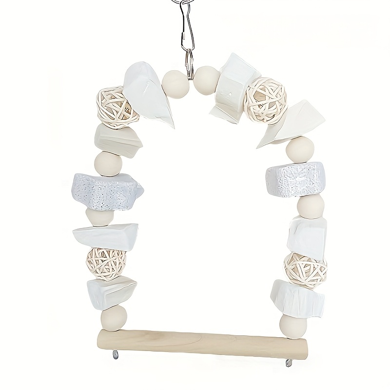 Image of Ring, Chewing And For Bird Health Care, Handmade Rattan Ball Teething Stone Swing Ring, Large-size Swing That Can Hold Birds