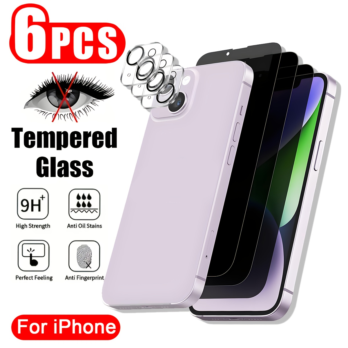 Protecteur D'écran Confidentialité Anti-espion Pour IPhone - Verre Trempé Transparent