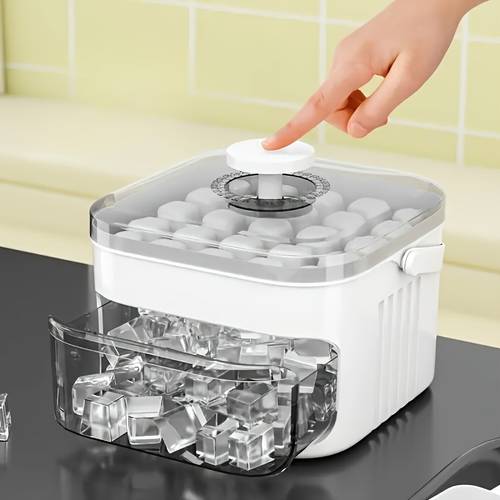 1 manual ice mold double layer pressure ice tray food grade plastic refrigerator storage box 48 ice cubes suitable for cold drinks parties and outdoor camping durable kitchen tool ideal fathers day gift