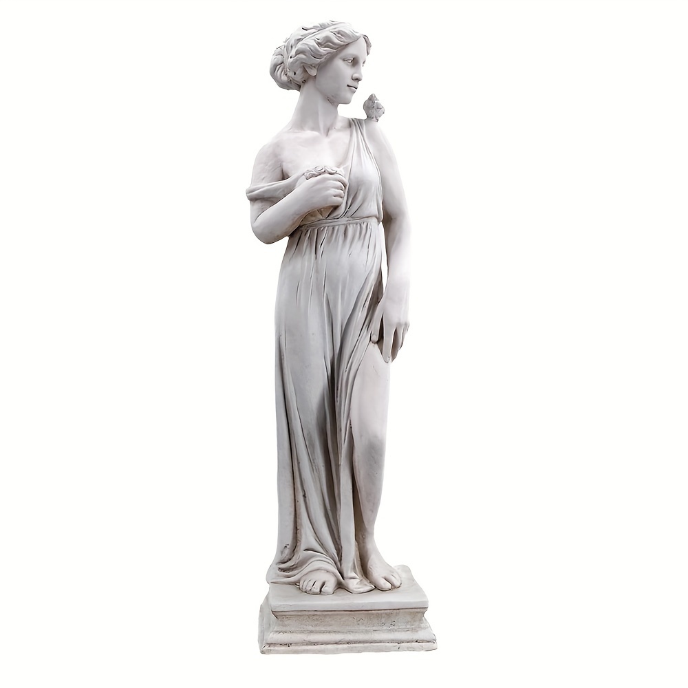 Image of 1pc Outdoor Sculpture Depicting A Nymph, Greek Mythology, Designed In A For Garden, Patio, Yard, Or Porch Decoration, Ivory Color