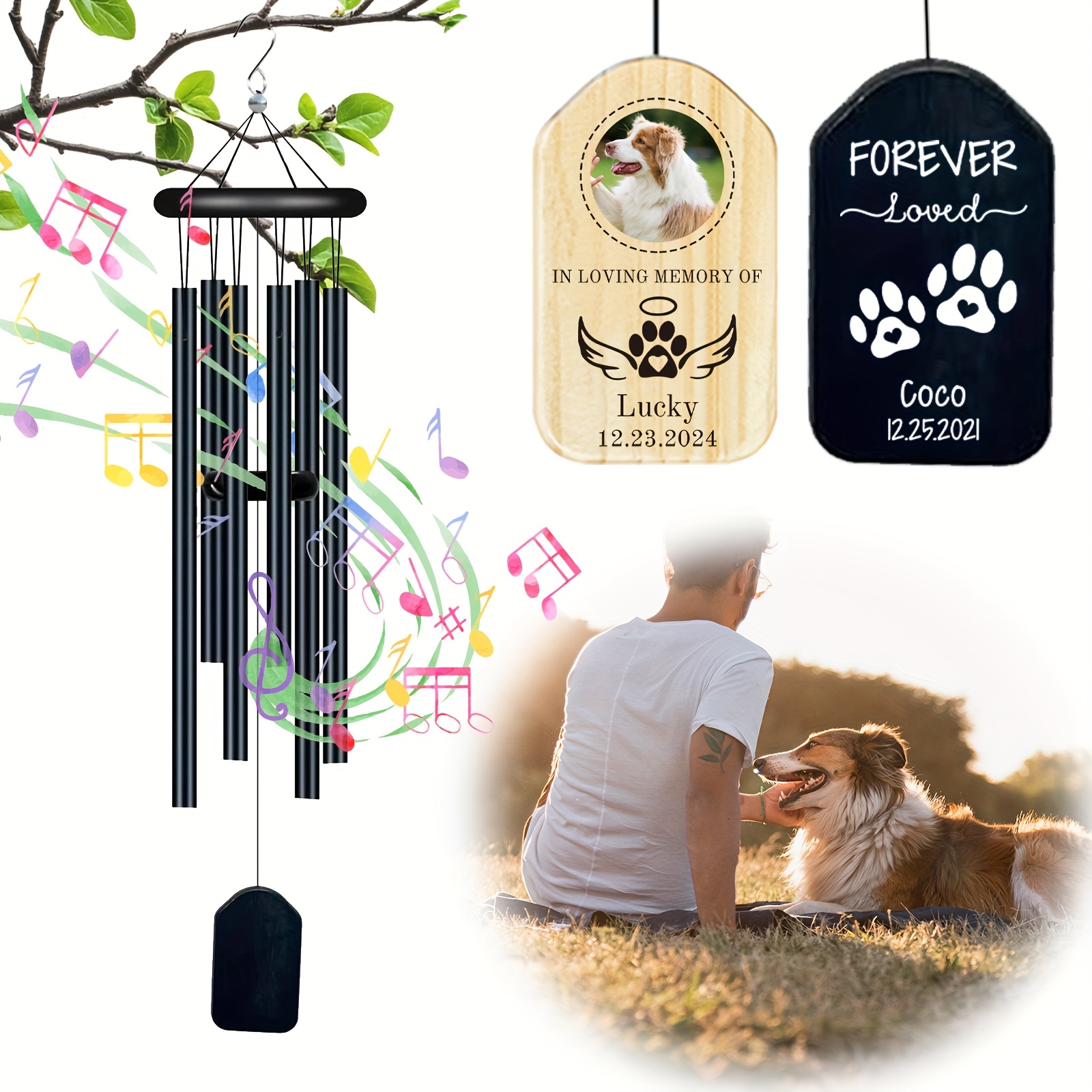 Personalized Pet Memorial Wind Chime with Custom Name