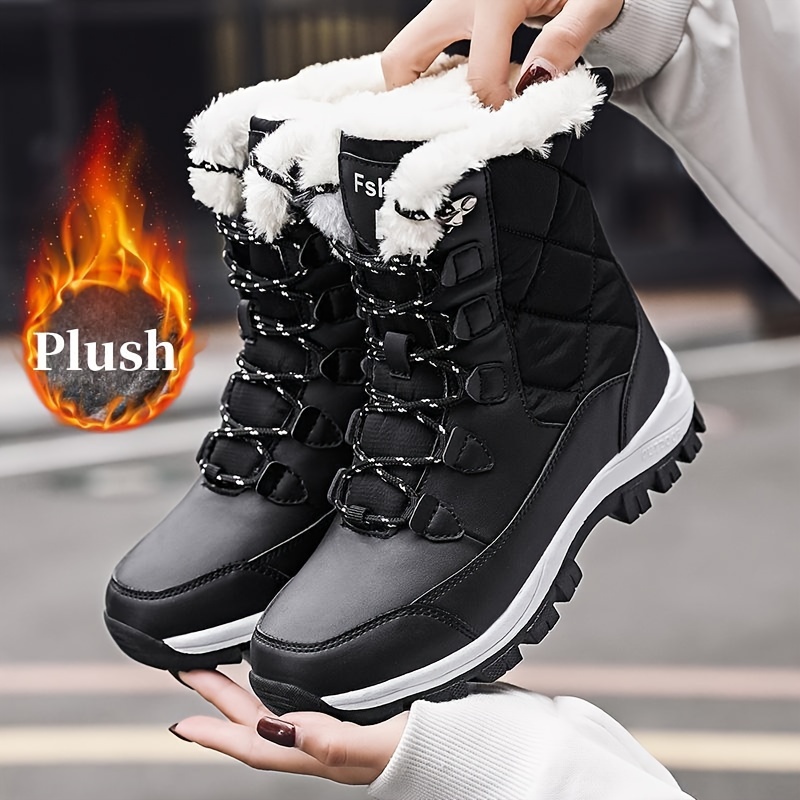 

Women's Snow Boots, Outdoor Sports Casual Shoes, High Top Plus Velvet Warm Shoes, Non-slip Wear-resistant Mom Shoes, Grandma Shoes, Snow Boot Shoes