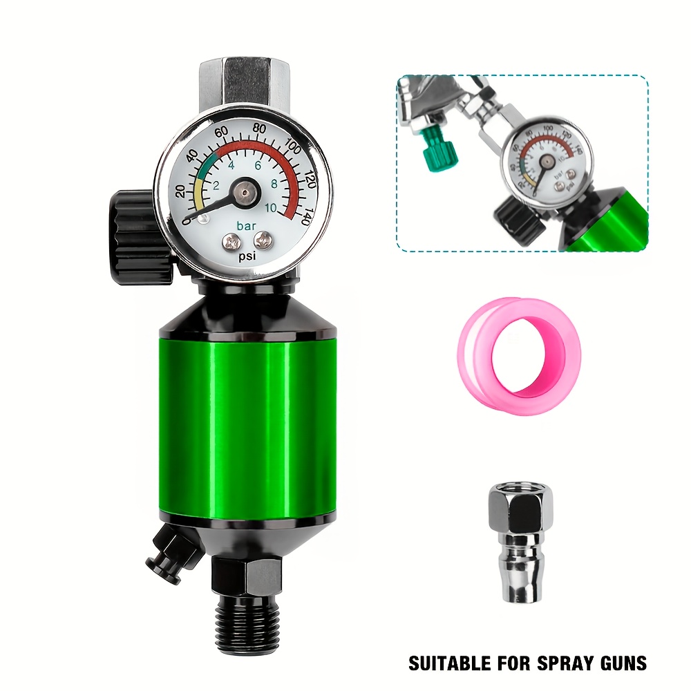 TEMU Regulador de separación de agua y aceite integrado, regulador de presión neumático con interfaz de 1/4", compresor de aire doméstico pequeño,