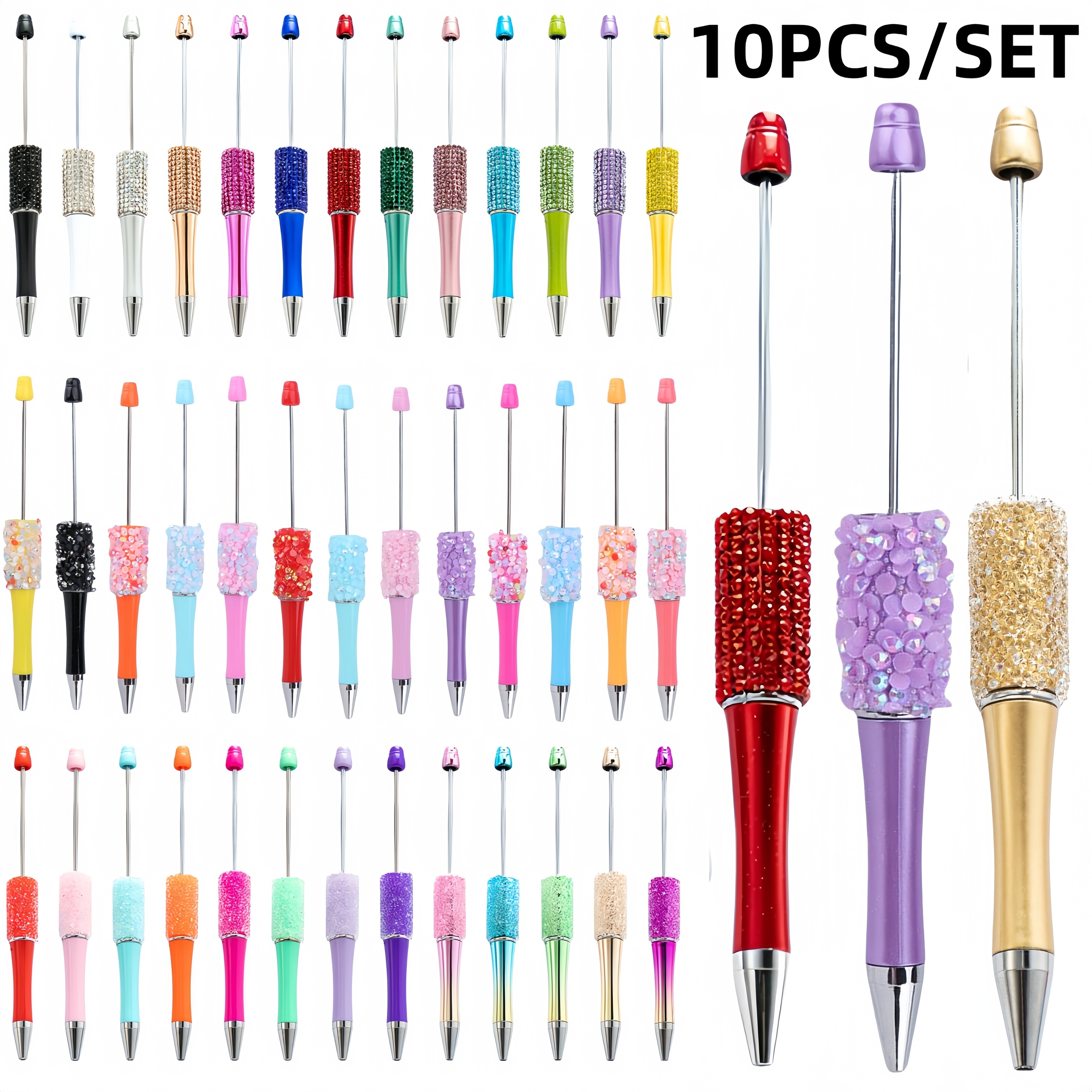 

10-pack Assorted & Sequin Ballpoint Pens, Medium Point, , Plastic, Screw-off Cap, Ideal For Diy Crafts, Office & School Supplies