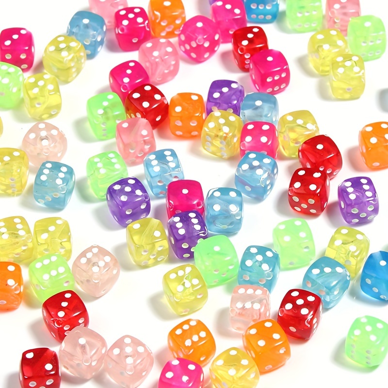 

50pcs Assorted Colorful 8mm Acrylic Dice Beads Set, Multicolor Game Pieces For Diy Jewelry Making Necklaces, Bracelets, Keychains Craft Accessories