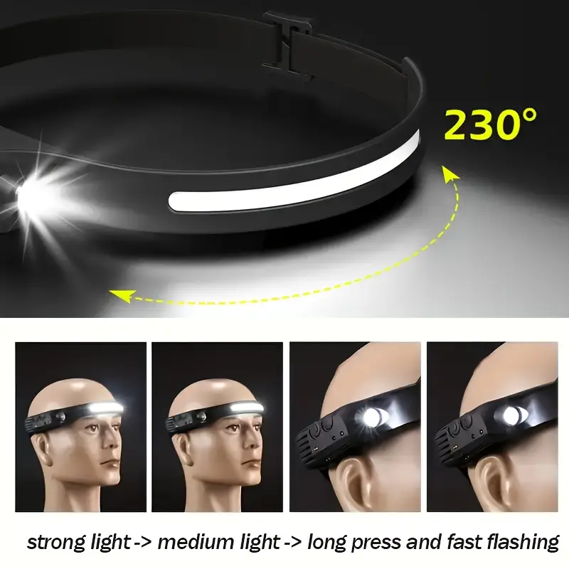 3pcs led headlights multi mode induction headlights outdoor sports sensor headlights suitable for running camping hiking etc details 0