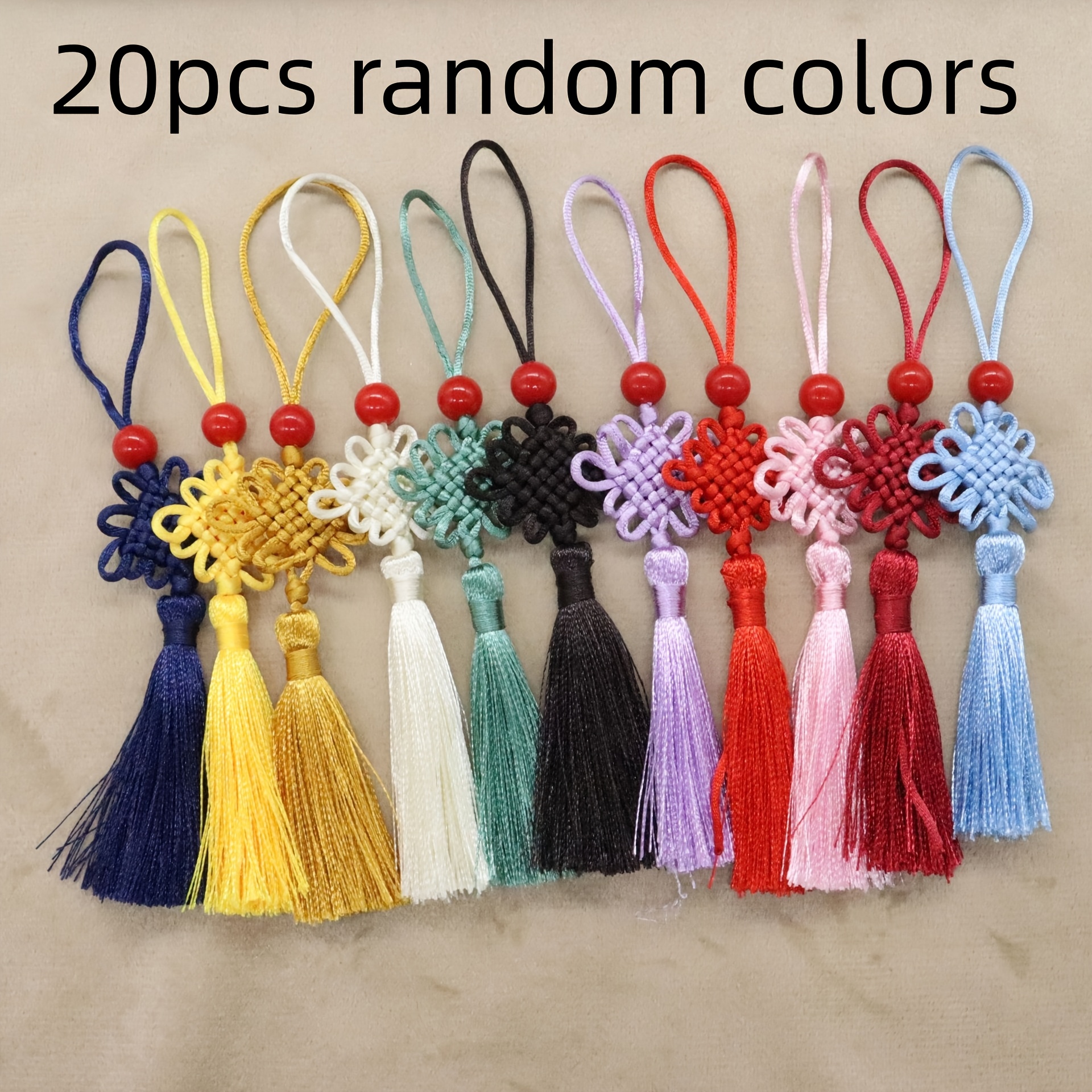 TEMU 20pcs Handmade Mini Chinese Knots Tassels - Exquisite Fabric Knot Ornaments For Weddings, New Year, New Year Gifts And Home Decor, Random Colors