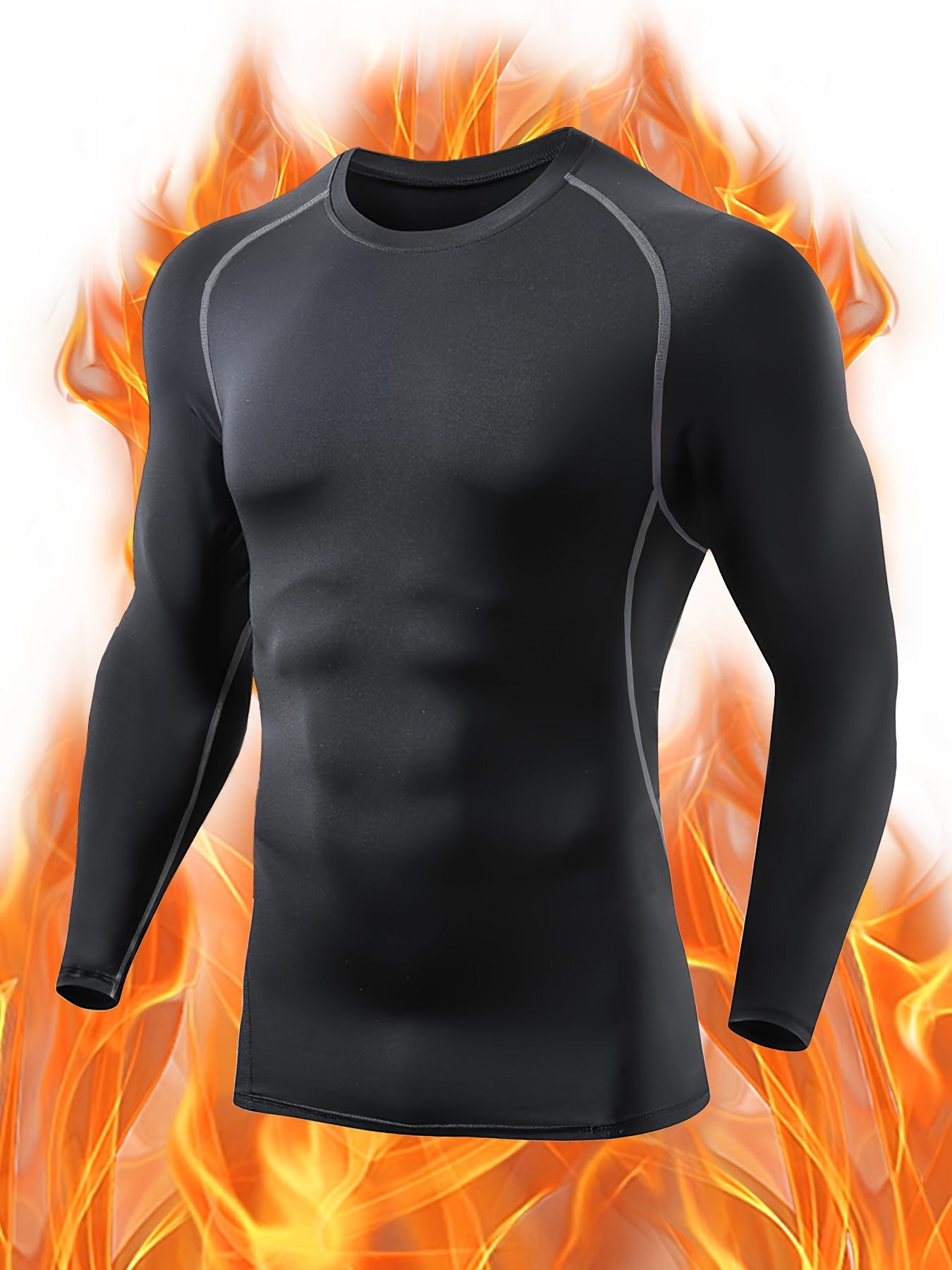 Thermal Underwear Men's Quick Dry Fleece Compression Shirt - Temu Canada