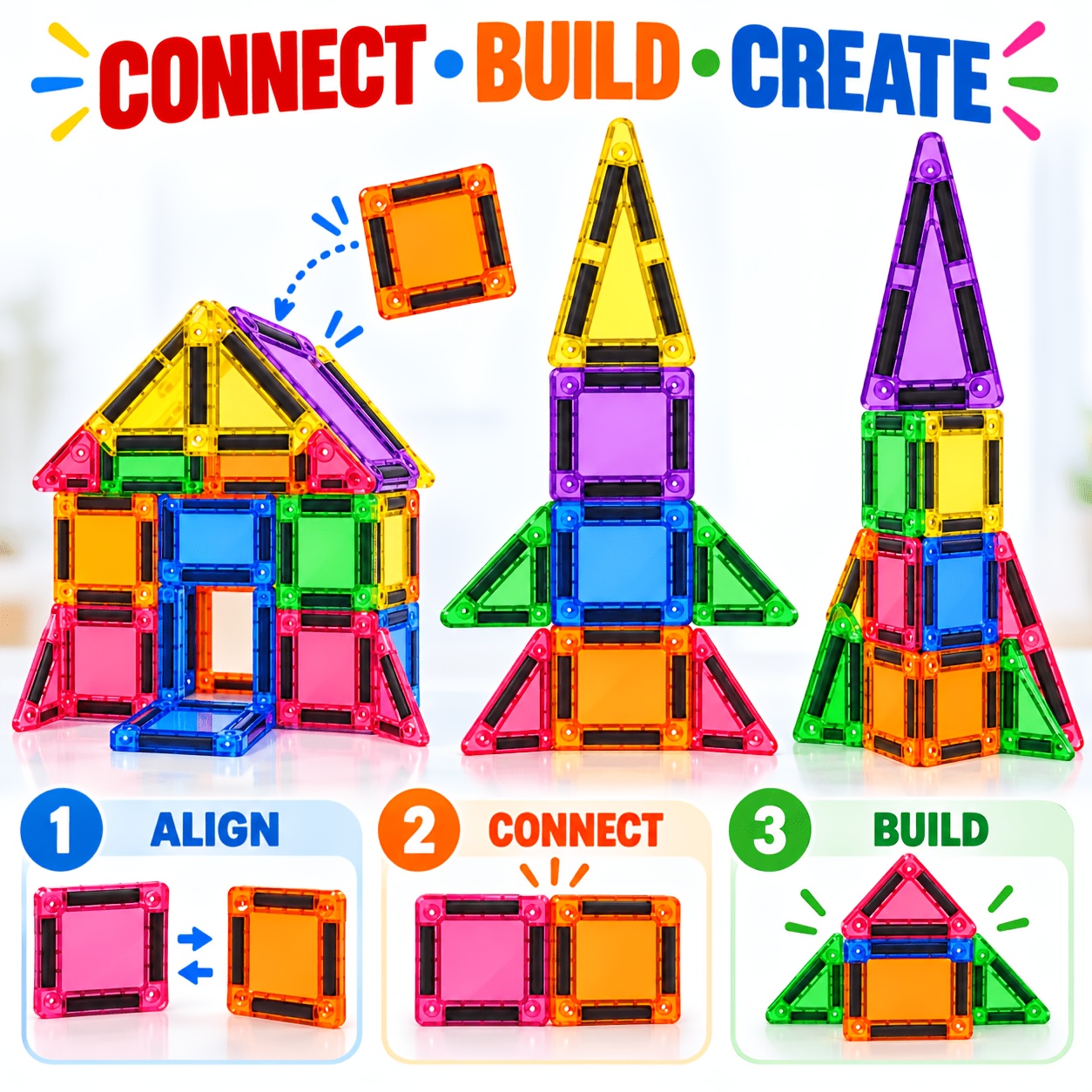 Educational Magnetic Building Blocks Set, Learning STEM Toys