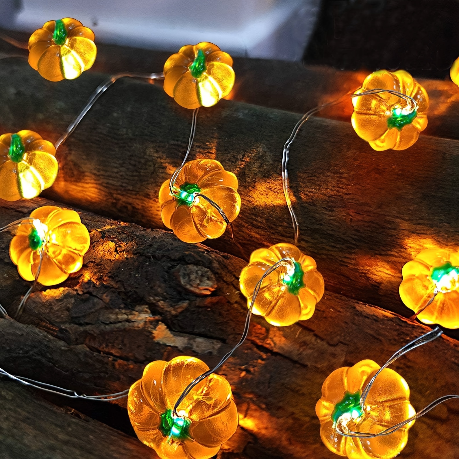 Pumpkin-Shaped LED String Lights - Battery-Powered Warm Yellow Glow, Durable Copper Wire Decorative Lighting for Indoor Holiday Decor, Parties, Celebrations, Festive Ambiance, Festive Lighting, Celebration Accessories, Cozy Ambiance, Decorative Lights, Quality Craftsmanship, Festive Decorators