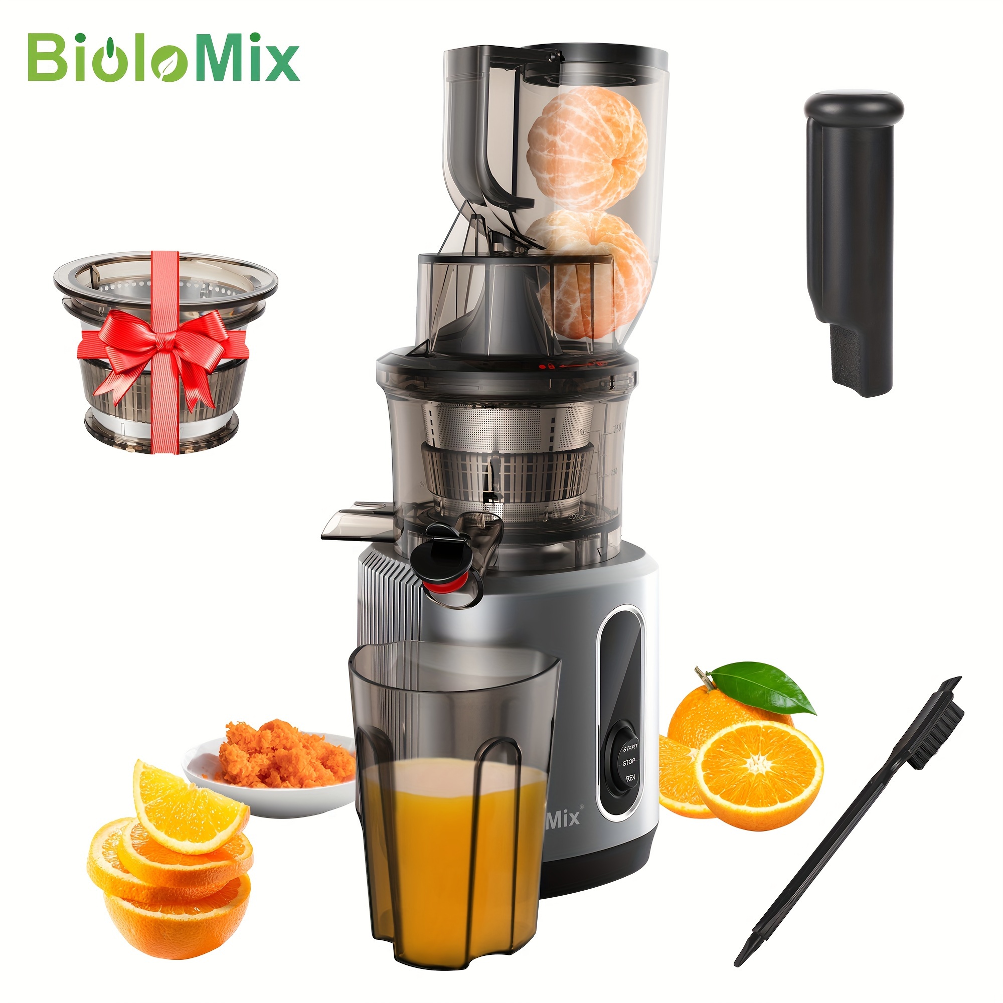 

Biolomix Wide Chute Slow Masticating Juicer, Bpa Free Cold Press Juicer Blender Fit Whole Fruit And Vegetable