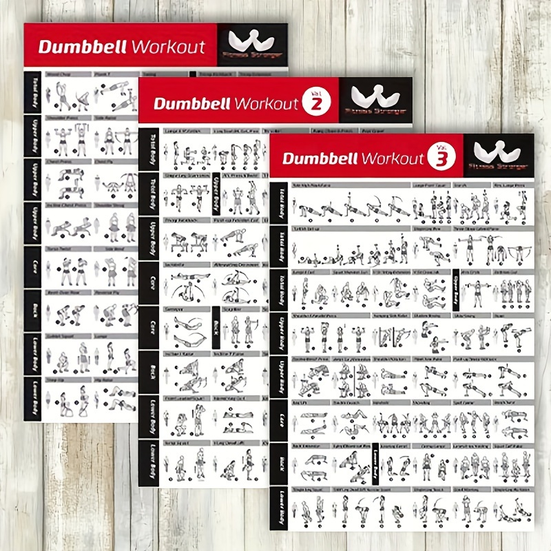 

3pcs Dumbbell Workout Fitness Poster, Slimming And Shaping Exercise Chart,sports Training Map, Exercise Guidebook Canvasposter,yogastudiogym Homeindoordecorationhangingpicture,