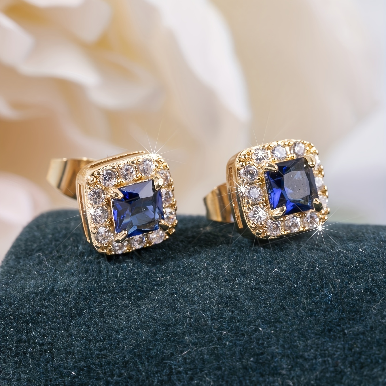 Image of Luxury Geometric Elegant Square Stud Earrings For Women Wedding Engasynthetic Gemstoneent Party Jewelry Accessories