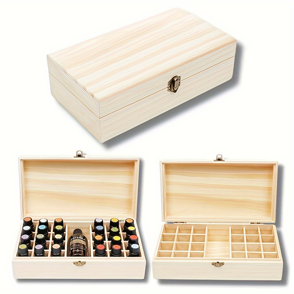 

A 25-slot Essential Oil Storage Wooden Box With Removable Dividers For Displaying Essential Oil Bottles, Suitable For Display.