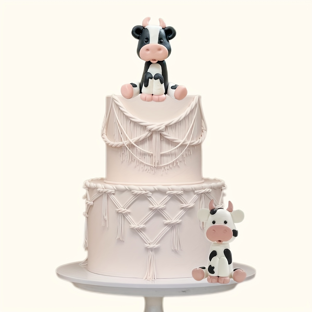 

Farm Cow Cake Toppers Set Of 2 - Resin Cow Figurines For Birthday, Baby Shower, Baptism, Gender Reveal Party Supplies - No Electricity, Featherless Farm Animal Cake Decorations