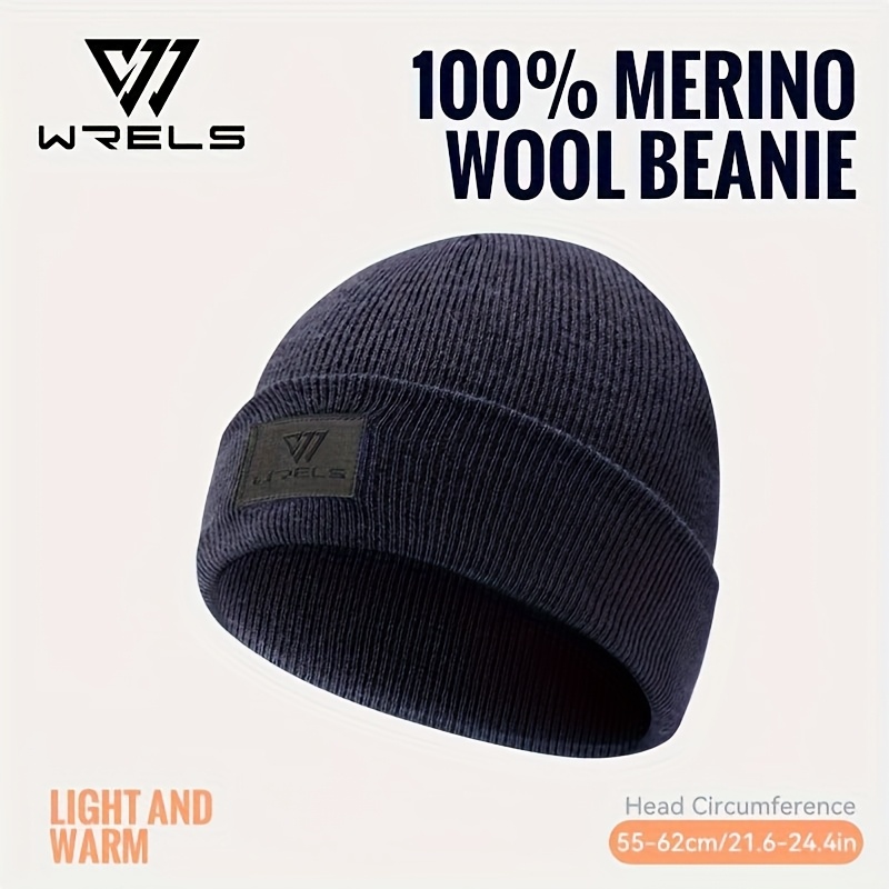 Image of 1pc, Wrels 100% Merino Wool Knitted Beanie, A Warm Wool Hat For Skiing, From Merino Wool For Insulation, Temperature Control, , And , Ideal For Outdoor Use In Autumn And Winter , Without Battery