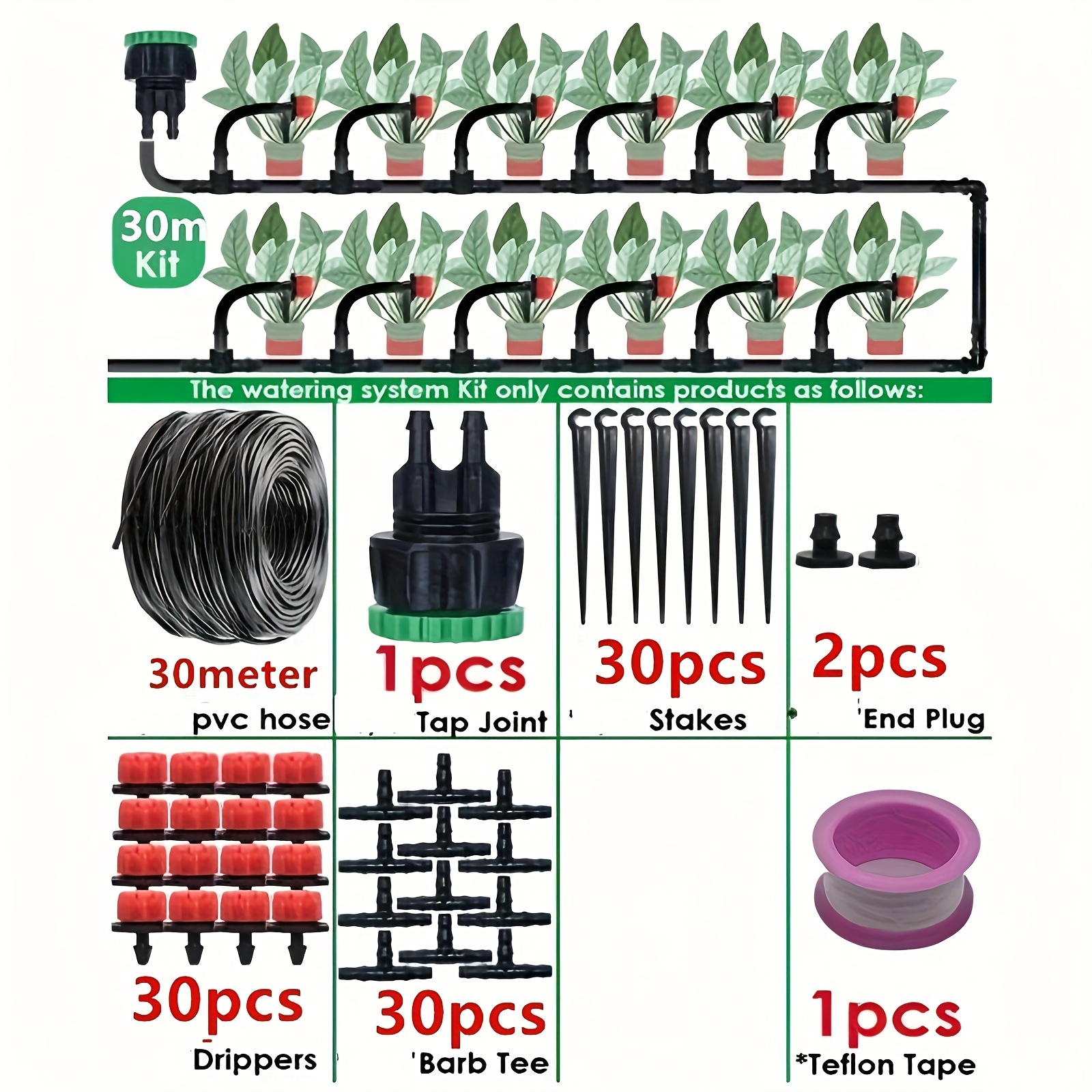 TEMU 124pcs 드립 관개 시스템 키트, 1181.1