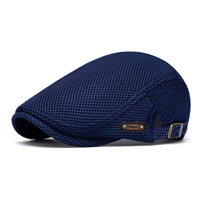 TEMU Summer Hollow Mesh Duckbill Breathable Beret Women's Korean Style Trendy Hat Men' Color Hat