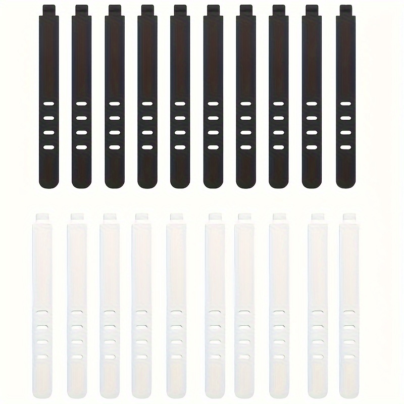 

20pcs Silicone Cable Ties - Black & White, Reusable & Detachable Wire Organizers With 4-hole Design For