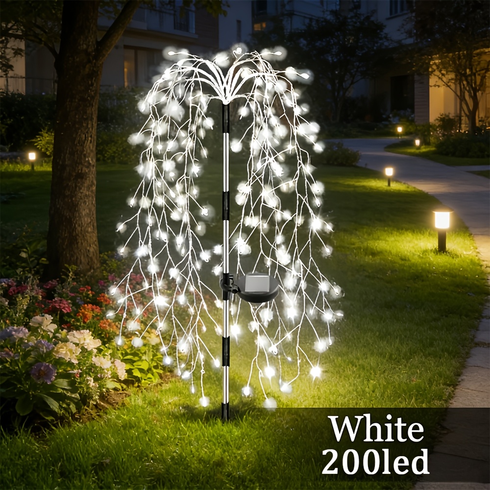 TEMU 1pc Solar-powered 120/200 Led Outdoor Decorative Light. Suitable For Outdoor Areas Such As Gardens, Lawns, Courtyard , Flower Beds Stairs, And