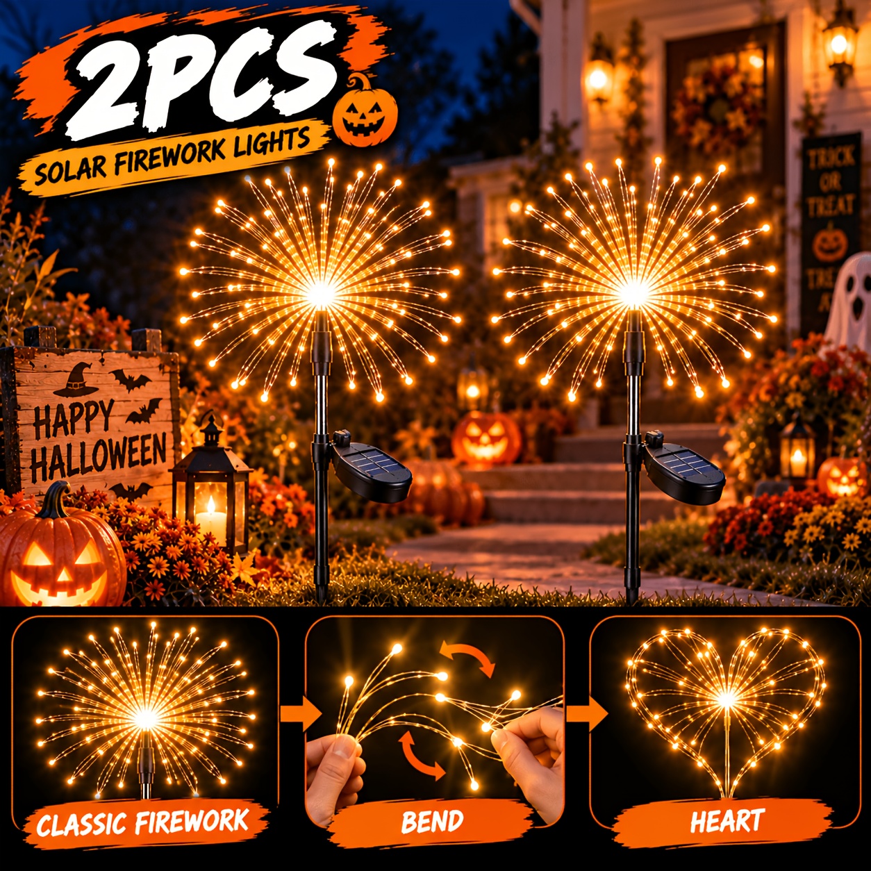 Solar Lights Outdoor, Free Solar Charging Durable Copper Wire Weatherproof, For Yard, Garden, Flower Beds, Halloween Decor, Easter Celebrations - Ideal Gift