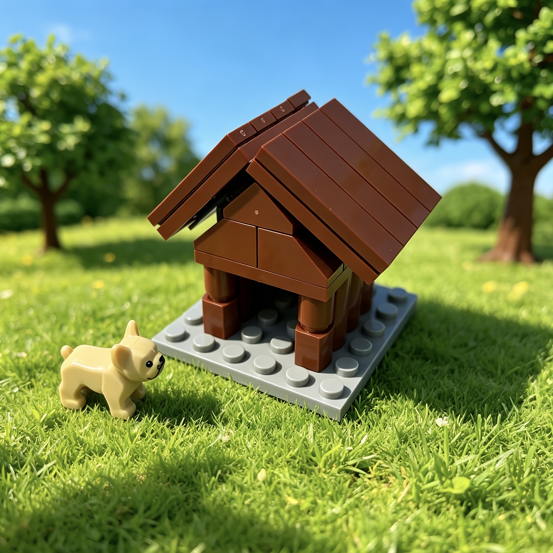 MOC Small Granule Building Blocks Toy, Creative Doghouse Scene