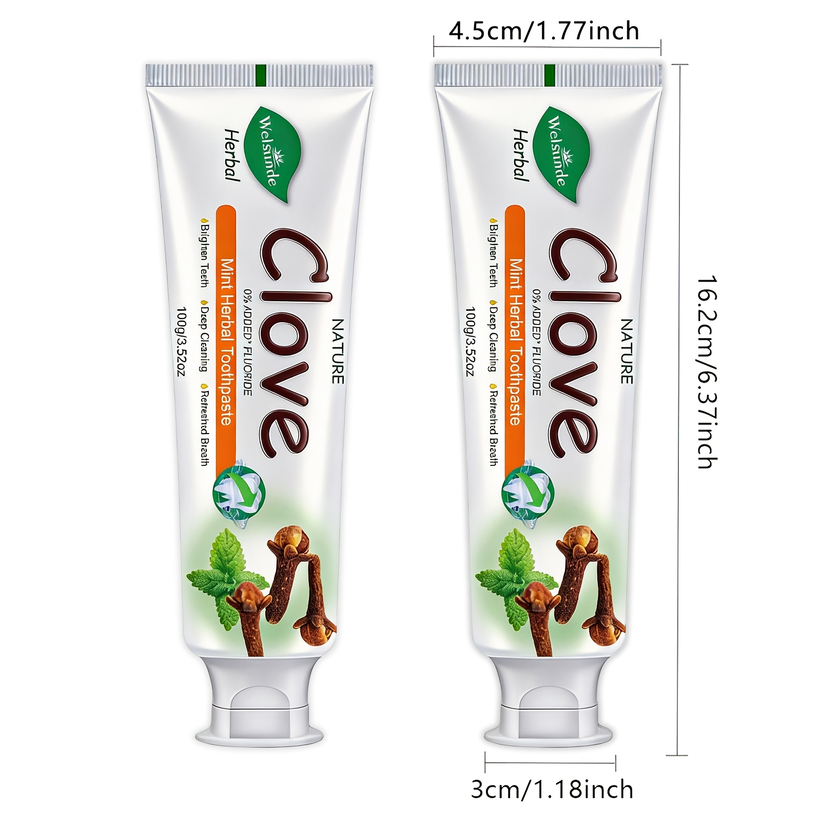 Set of 2 Clove Mint Herbal Toothpaste, No Added Fluoride, Natural Deep Cleaning And Whitening, Refreshing Minty Breath, Herbal Ingredients for Gum Health, Gentle Formula, Travel-Sized Daily Oral Hygiene Gift for Both Men And Women - Image 3