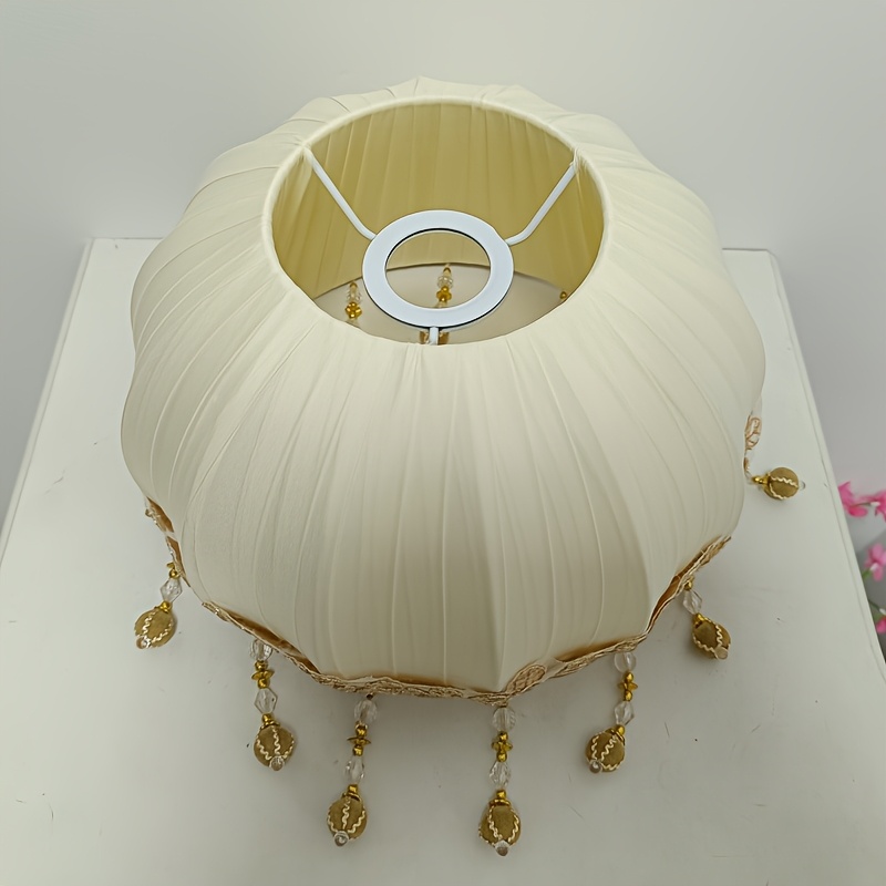 elegant cream and golden   chandelier shade with handcrafted rosette pendants modern   for   hanging lamp settings   accessory     details 9