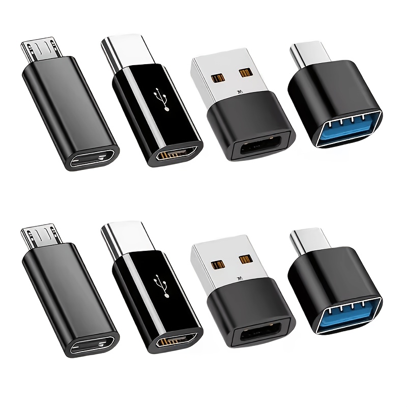 TEMU Adattatore USB 3.0 Type C a USB OTG Micro USB a USB-C Convertitore Connettore per Laptop Smartphone, Confezione da 4/8